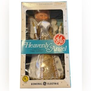 Vintage Tree Topper 1970 GE Lighted Heavenly Angel Original Box WORKS